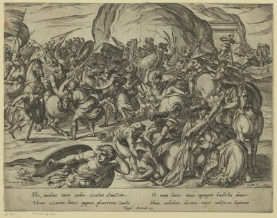 La muerte de Camilo en la batalla de griegos y romanos de Antonio Tempesta