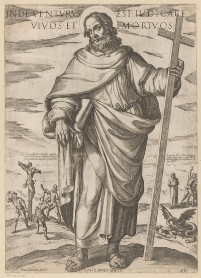 de San Felipe Desde allí vendrá a juzgar a vivos y muertos (título sobre objeto) Cristo, María en de apóstol (título de la serie) de Antonio Tempesta