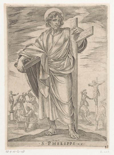 San Felipe S. Philippe (título sobre objeto) Cristo, María y los Apóstoles (título de la serie) de Antonio Tempesta