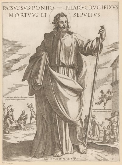 De heilige Jakobus de Mindere Sufriendo bajo Poncio Pilato, crucificado, muerto y sepultado (título sobre el objeto) Cristo, María en de apóstol (título de la serie) de Antonio Tempesta