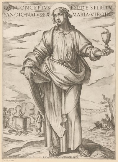 de San Juan Quien fue concebido del Espíritu Santo, nacido de la virgen María (título sobre el objeto) Cristo, María en de apóstol (título de la serie) de Antonio Tempesta