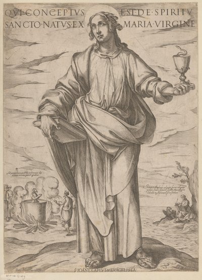 de San Juan Quien fue concebido del Espíritu Santo, nacido de la virgen María (título sobre el objeto) Cristo, María en de apóstol (título de la serie) de Antonio Tempesta