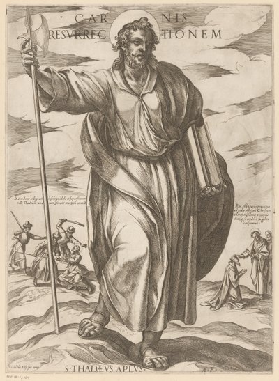 De heilige Judas Tadeo Resurrección de la carne (título sobre objeto) Cristo, María en de apóstol (título de la serie) de Antonio Tempesta