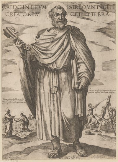 de san pedro Creo en dios padre todopoderoso creador del cielo y de la tierra (título sobre objeto) Cristo, María en de apóstol (título de la serie) de Antonio Tempesta