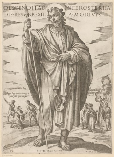 de Santo Tomás Descendió a los infiernos al tercer día resucitó de entre los muertos (título sobre el objeto) Cristo, María en de apóstol (título de la serie) de Antonio Tempesta