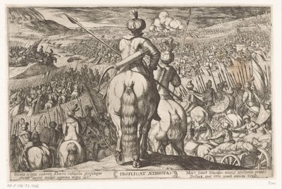 La derrota de los etíopes Profligat Aethiopas (título sobre el objeto) Escenas de batalla del Antiguo Testamento (título de la serie) de Antonio Tempesta