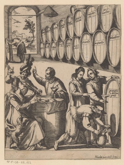 Fiesta de bebidas en bodega de Antonio Tempesta