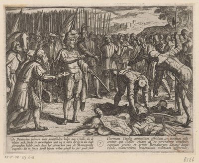 Enviados alemanes visitan Julius Civilis Las guerras de Batavia contra los romanos (título de la serie) Batavorum cum Romanis Bellum (título de la serie) de Antonio Tempesta