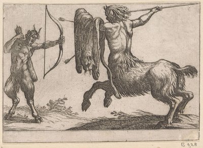 Un centauro atacando a un sátiro. Animales de pelea (título de la serie) de Antonio Tempesta