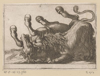 Un león muerde el cuello de un caballo Animales de pelea (título de la serie) de Antonio Tempesta