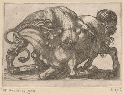 Una leona atacando a un caballo. Animales de pelea (título de la serie) de Antonio Tempesta