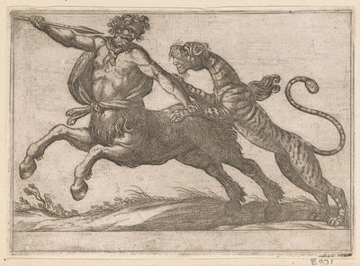 Un tigre luchando contra un centauro Animales de pelea (título de la serie) de Antonio Tempesta