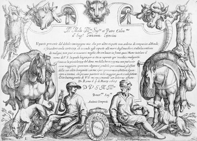 Frontispicio de una serie de escenas de caza, 1609 de Antonio Tempesta