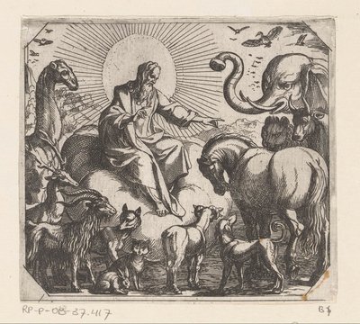 Dios crea los animales en la tierra. Creación (título de la serie) de Antonio Tempesta