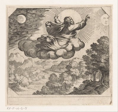 Dios crea el sol, la luna y las estrellas Creación (título de la serie) de Antonio Tempesta