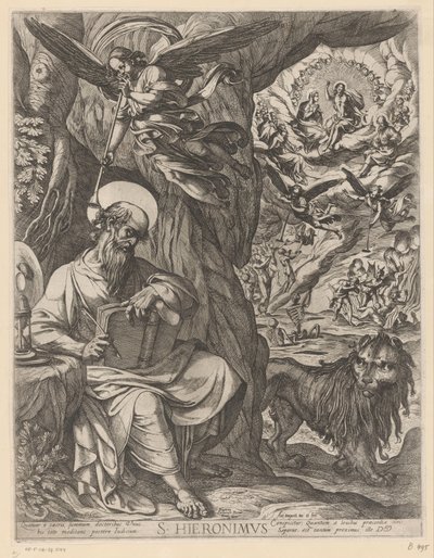 San Jerónimo en el desierto contemplando el Juicio Final S. Hieronimus (título sobre el objeto) de Antonio Tempesta