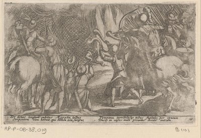 Jagers vangen een reuzenslang Diverse jacht- en strijdscènes (título de la serie) Caza de bestias, pájaros y peces Batallas de bestias: y bestias mutuas (título de la serie) de Antonio Tempesta