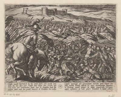Julius Civilis inunda el país de diques Las guerras de Batavia contra los romanos (título de la serie) Batavorum cum Romanis Bellum (título de la serie) de Antonio Tempesta