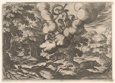 Paisaje con la muerte de Adonis Paisajes con escenas mitológicas (título de serie) de Antonio Tempesta
