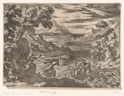 Paisaje con el secuestro de Europa Paisajes con escenas mitológicas (título de serie) de Antonio Tempesta