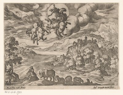 Paisaje con la caída de Faetón Paisajes con escenas mitológicas (título de serie) de Antonio Tempesta
