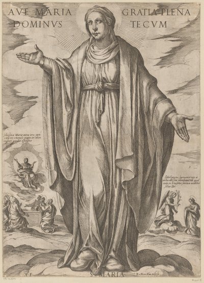 María Ave María, llena eres de gracia, Señor contigo (título sobre el objeto) Cristo, María en de apóstol (título de la serie) de Antonio Tempesta