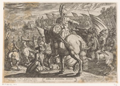 Moisés ordena a los israelitas que ataquen a los etíopes Moyses en Aethiopas tendit (título sobre objeto) Escenas de batalla del Antiguo Testamento (título de la serie) de Antonio Tempesta