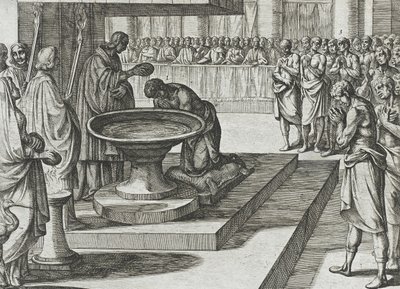 Mudarra y sus jinetes se convierten al cristianismo y reciben el bautismo de Antonio Tempesta