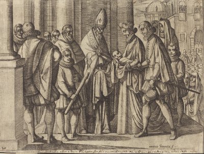 Felipe de Niño ante Margarita de Austria [verso] de Antonio Tempesta