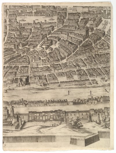 Plano de la Ciudad de Roma: hoja 9 con la Piazza Navona, el Campo di Fiore y el Sant..., 1645 de Antonio Tempesta