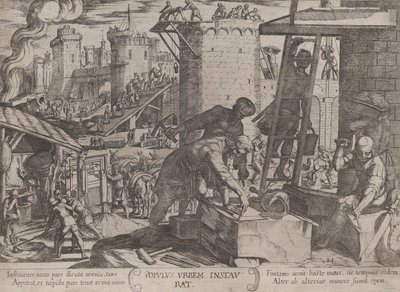 Placa 24: Los israelitas reconstruyendo los muros de Jerusalén, de 