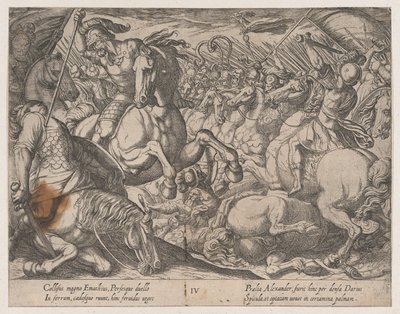 Placa 4: Alejandro luchando contra los persas, de Los hechos de Alejandro Magno de Antonio Tempesta