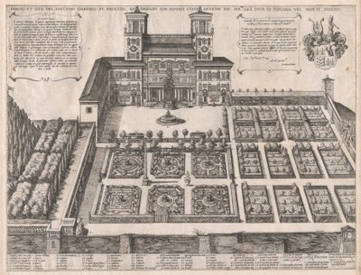 Speculum Romanae Magnificentiae: Palacio y jardines de Monte Pincio, mediados del siglo XVI de Antonio Tempesta