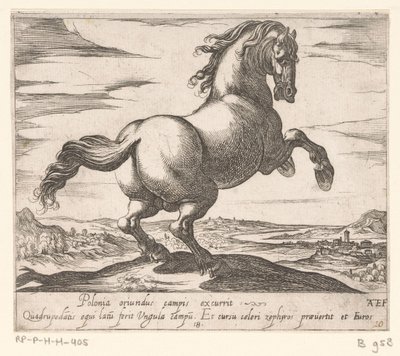 Steigerend paard naar rechts gewend Paarden uit verschiedelden landen (título de la serie) Con estos líderes serás celebrado como un líder con boca de viroru. de Antonio Tempesta