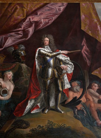 Jorge, Príncipe de Dinamarca, como Alto Almirante de Inglaterra, detalle del Salón de la Reina de Antonio Verrio
