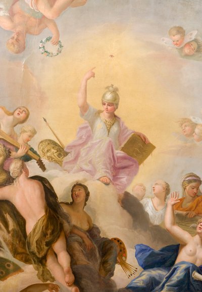 Minerva rodeada de las Artes y las Ciencias, detalle de La Casa del Banquete de Antonio Verrio