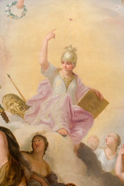 Minerva rodeada de las Artes y las Ciencias, detalle de La Casa del Banquete de Antonio Verrio