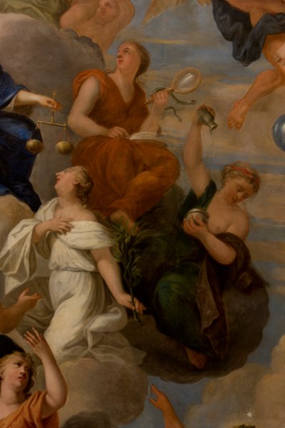 Paz, Prudencia y Templanza, detalle del Salón de la Reina de Antonio Verrio