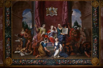 La reina Ana recibiendo el homenaje de las cuatro partes del mundo, Salón de la Reina de Antonio Verrio
