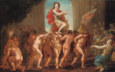Boceto para un mural en el Salón de San Jorge, Castillo de Windsor, mostrando al Rey Guillermo III entronizado en la gloria de Antonio Verrio