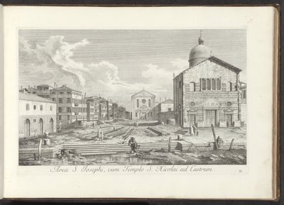 Gezicht op de Chiesa di San Giuseppe di Castello te Venetië El área de San José, con el Templo de San Nicolás en el Castillo (título sobre el objeto) Gezichten op gebouwen en pleinen in Venetië (título de la serie) Las vistas más famosas de la ciudad de Ve de Antonio Visentini