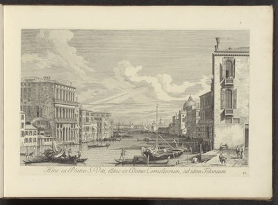 Gezicht op het Canal Grande en Campo San Vio te Venetië De un lado de la calle de San Vito, del otro de la casa de los Cornelio, en el mismo recibo (título sobre objeto) Las vistas más famosas de la ciudad de Venecia de Antonio Visentini
