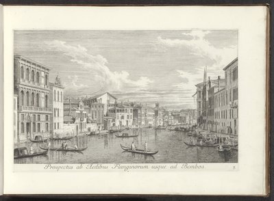 Gezicht op het Canal Grande en Palazzo Flangini te Venetië Una vista desde el Templo del Flangin a los Bembos (título sobre el objeto) Las vistas más famosas de la ciudad de Venecia, de los 38 paneles de bronce de Antonio Vssentini reproducidos por Antonio de Antonio Visentini