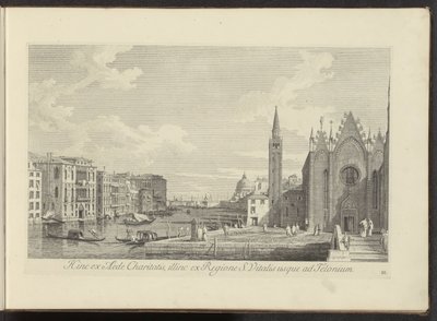 Gezicht op het Canal Grande en de Chiesa di Santa Maria della Carità te Venetië Por un lado desde el Templo de la Caridad, por el otro desde la Región de S. Vitalis hasta el Telonium (título sobre objeto) Las vistas más famosas de la ciudad de Venecia de Antonio Visentini