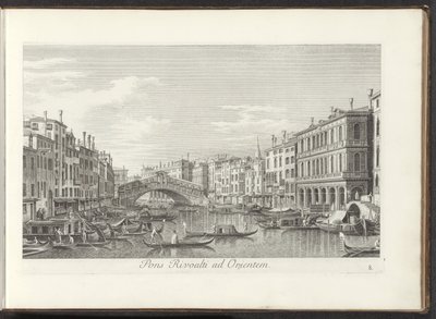 Gezicht op het Canal Grande en de Rialtobrug te Venetië Puente sobre el Rialto al este (título sobre objeto) Las vistas más famosas de la ciudad de Venecia, distribuidas en tres partes por 38 paneles de latón del Canal de Antonio reproducidos por Antonio V de Antonio Visentini