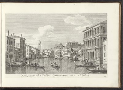 Gezicht op het Canal Grande en de toren van de San Vitale te Venetië Una vista desde las oficinas de Cornelius S. Vitalis (título sobre el objeto) Las vistas más famosas de la ciudad de Venecia, de los 38 paneles de latón del Canal Antonio reproducidos por de Antonio Visentini