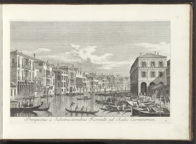 Gezicht op het Canal Grande te Venetië Vista desde las Subestructuras de Rialto hasta el Aedes Civrani (título sobre el objeto) Las vistas más famosas de la ciudad de Venecia, distribuidas en tres partes por 38 paneles de latón del Canal de Antonio reprodu de Antonio Visentini