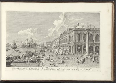 Hoek van het San Marcoplein met de Biblioteca Marciana Vista desde el pilar de San Teodoro hasta la entrada del Gran Canal (título sobre el objeto) Las vistas más famosas de la ciudad de Venecia, desde los 38 paneles de latón del Canal Antonio reproducidos de Antonio Visentini
