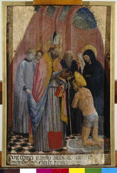 San Ambrosio bautiza a San Agustín, c.1441 (temple sobre tabla) de Antonio Vivarini