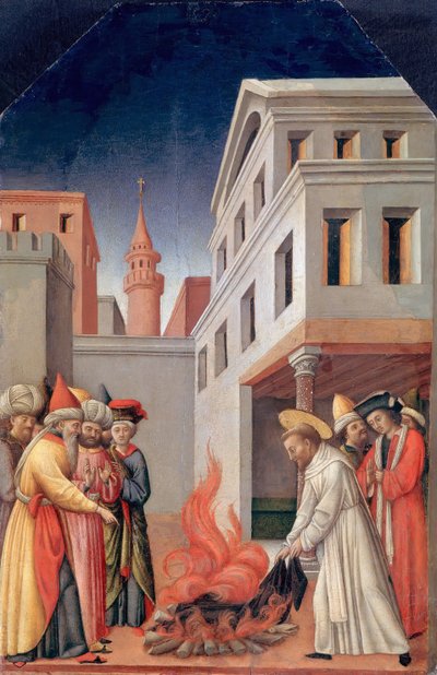 El milagro del fuego sagrado ante el sultán, c. 1440 de Antonio Vivarini